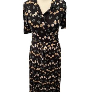 Boden Lavinia Daisy Floral Wrap Dress - Black